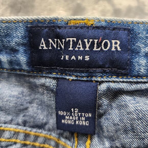 Vintage 90s Ann Taylor Jeans Womens 12 Blue High Rise Wide Leg Baggy Loose Fit - Picture 5 of 11